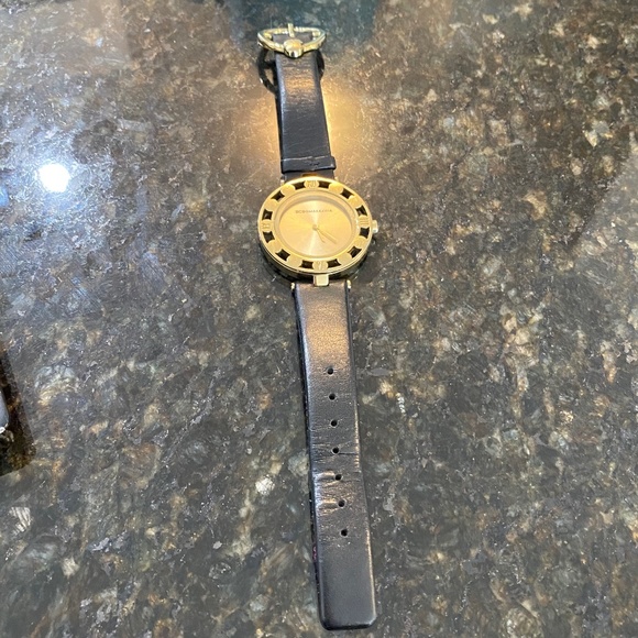 BCBG Black Leather Watch with Gold Coloured Faced - Picture 3 of 4